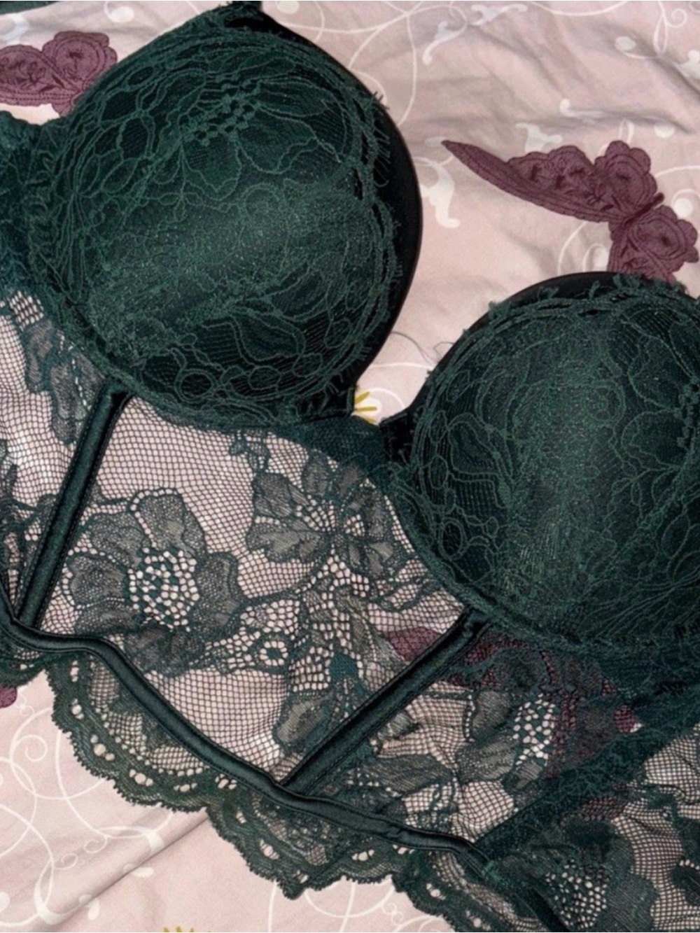 Victoria's Secret Emerald Lace Push-Up Corset Bra